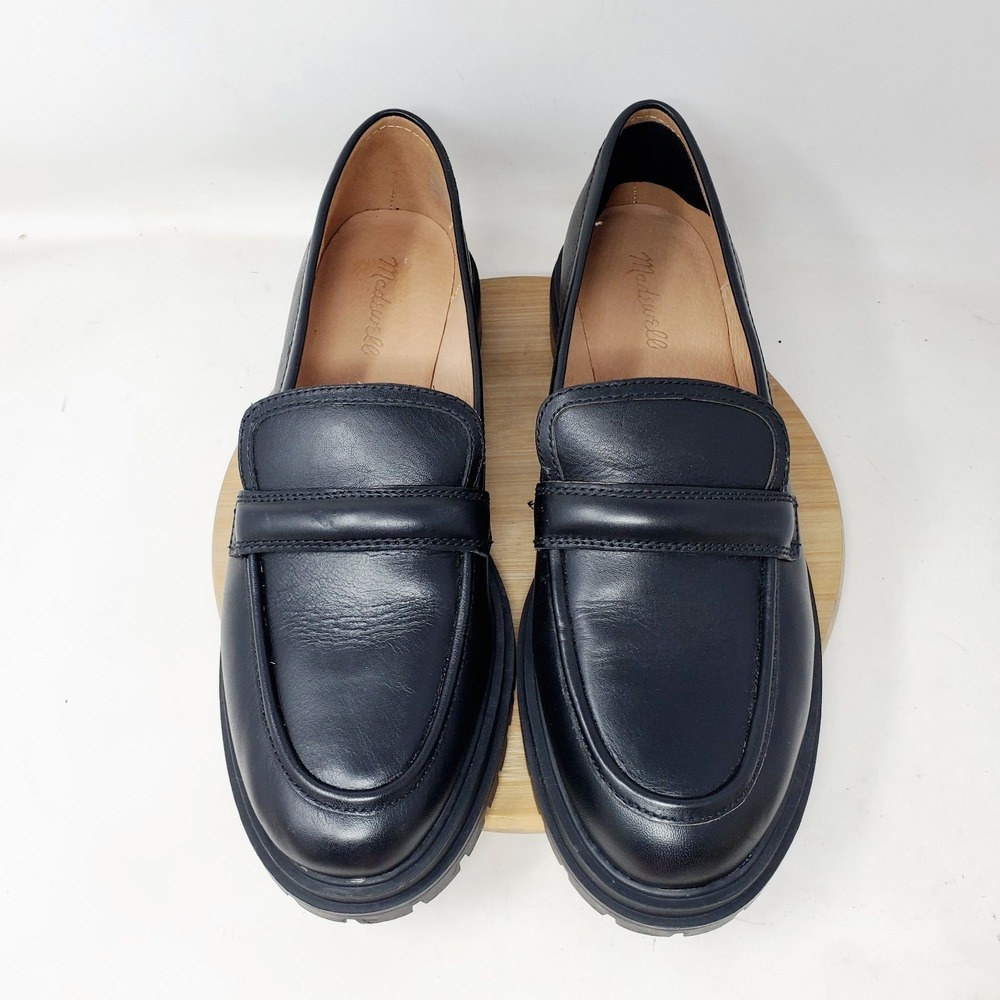 Madewell Chunky Loafer Womens 11 Bradley Black‎ Leather Platform Lug Sole Shoes - Picture 4 of 13